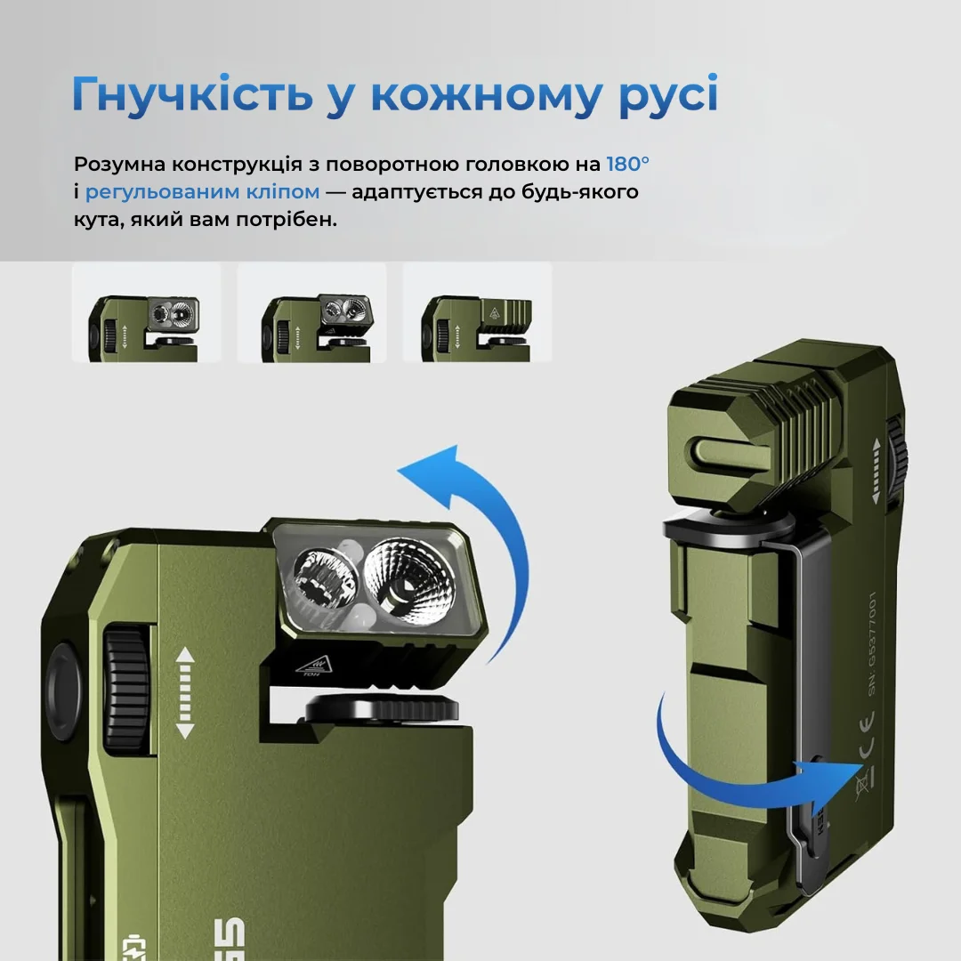 WUBEN G5 — поворотна головка на 180 градусів і регульований кліп